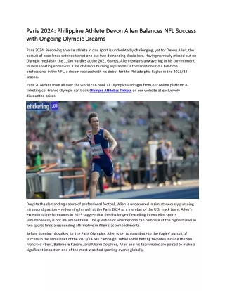 Paris 2024 Philippine Athlete Devon Allen Balances NFL Success with Ongoing Olympic Dreams
