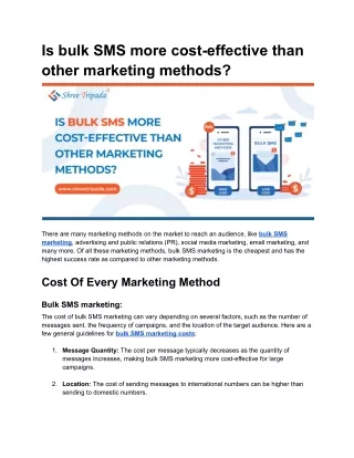 Is bulk SMS more cost-effective than other marketing methods