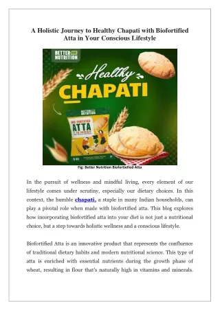 A Holistic Journey to Healthy Chapati with Biofortified Atta