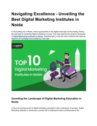 Navigating Excellence - Unveiling the Best Digital Marketing Institutes in Noida