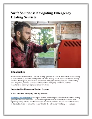 Swift Solutions: Navigating Emergency Heating Services