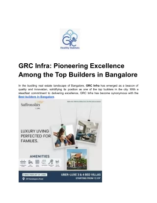 GRC Infra_ Pioneering Excellence Among the Top Builders in Bangalore