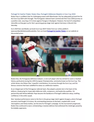 Portugal Vs Czechia Ruben Dias, Portugal's Defensive Maestro in Euro Cup Conquests