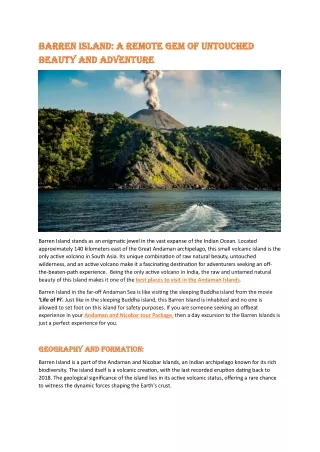 Barren Island- A Remote Gem of Untouched Beauty and Adventure