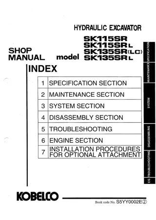 Kobelco SK115SR Crawler Excavator Service Repair Manual