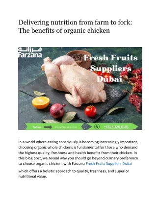 Delivering nutrition from farm to fork: The benefits of organic chicken