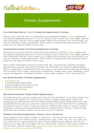 Protein Supplements...