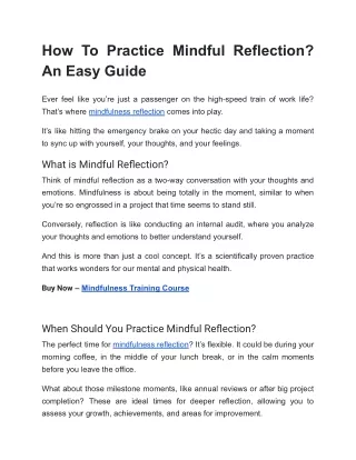 How To Practice Mindful Reflection? An Easy Guide