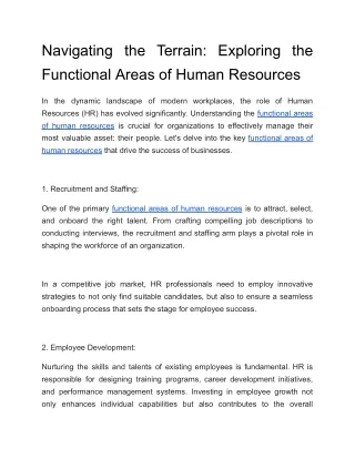 Navigating the Terrain: Exploring the Functional Areas of Human Resources