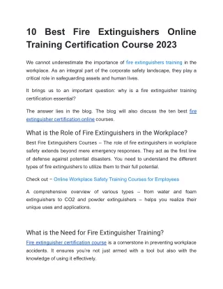 10 Best Fire Extinguishers Online Training Certification Course 2023