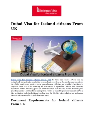 Dubai Visa for Iceland citizens From  UK