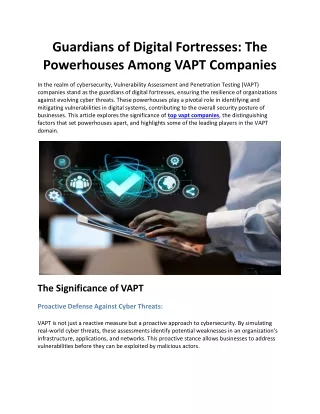Guardians of Digital Fortresses: The Powerhouses Among VAPT Companies
