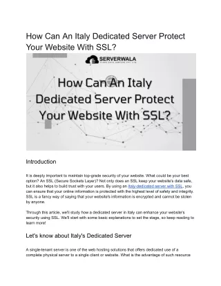 _How Can An Italy Dedicated Server Protect Your Website With SSL_