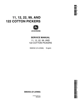 John Deere 122 Cotton Picker Service Repair Manual (sm2052)