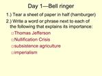 Day 1 Bell ringer