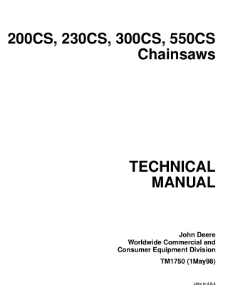 John Deere 200CS Chainsaws Service Repair Manual