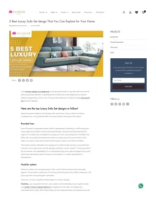 5 Best Luxury Sofa Set design That You Can Explore for Your Home