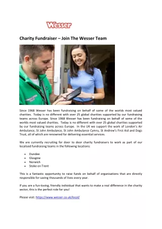 Charity Fundraiser – Join The Wesser Team