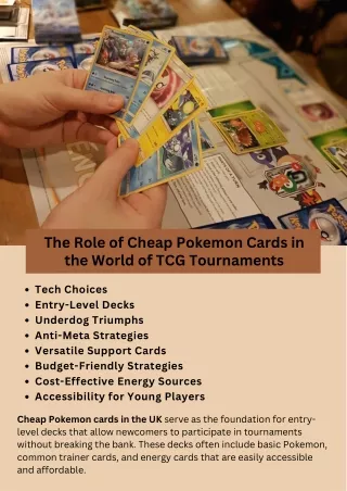 The Role of Cheap Pokemon Cards in the World of TCG Tournaments