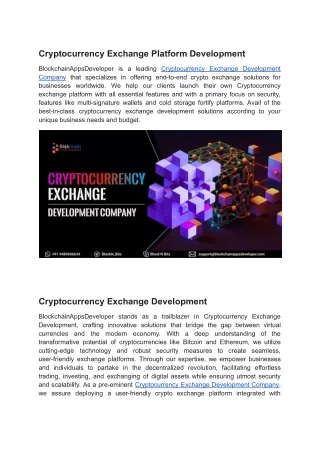 Cryptocurrency Exchange Platform Development