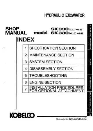 Kobelco SK330-6E, SK330LC-6E, SK330NLC-6E Crawler Excavator Service Repair Manual (YC09-03088 ～)