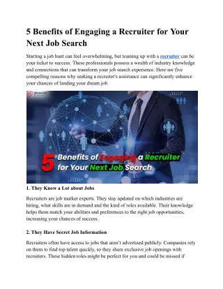 5 Reasons Why You Should Look to a Recruiter for Your Next Job.docx