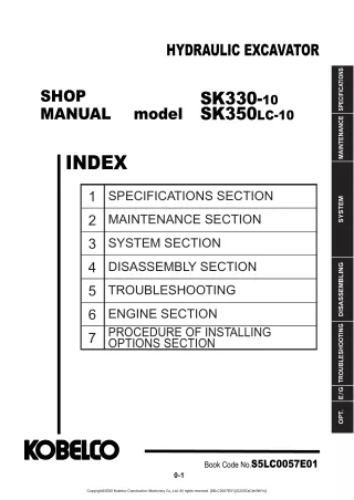 Kobelco SK330-10 HYDRAULIC EXCAVATOR Service Repair Manual