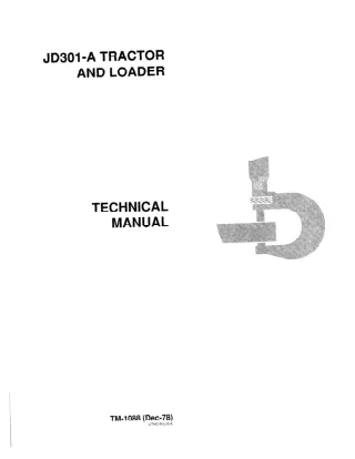 JOHN DEERE 301A (JD301A) TRACTOR AND LOADER Service Repair Manual (TM1088)