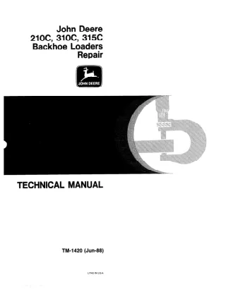 John Deere 310C Backhoe Loader Service Repair Manual (tm1419   tm1420)