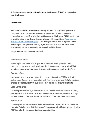 A Comprehensive Guide to Food License Registration