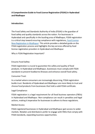 A Comprehensive Guide to Food License Registration