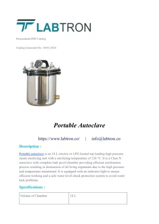 Portable Autoclave