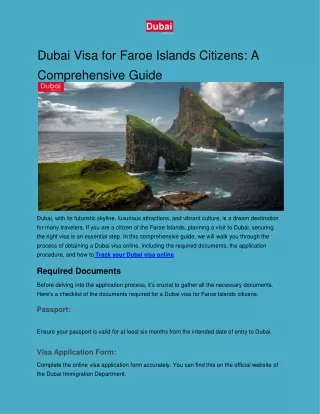 Dubai Visa for Faroe Islands Citizens: A Comprehensive Guide