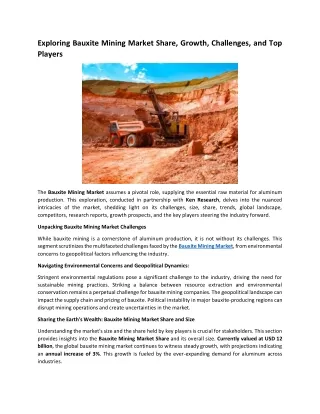 Exploring Bauxite Mining Market Share