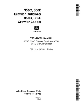 JOHN DEERE 350D Crawler Bulldozer Service Repair Manual (tm1115)