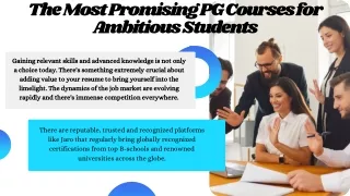 The Most Promising PG Courses for Ambitious Students