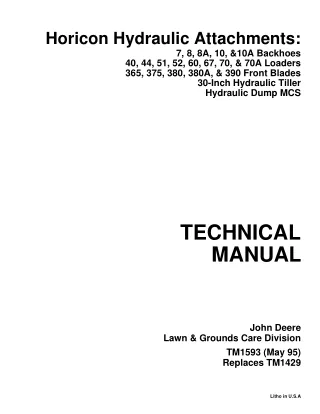 John Deere 365, 375, 380, 380A, & 390 Front Blades Service Repair Manual