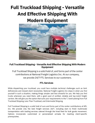 NFL Freight: Full Truckload Excellence