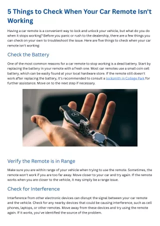 5 Things to Check When Your Car Remote Isn't Working