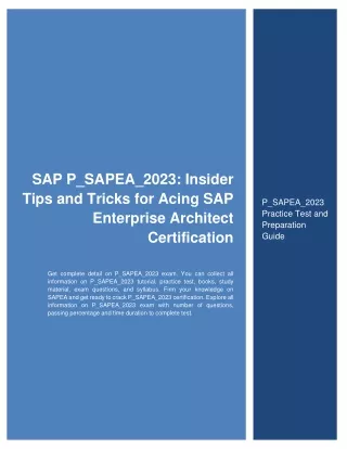 SAP P_SAPEA_2023: Insider Tips and Tricks for SAP SAPEA Certification