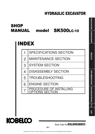 Kobelco SK500LC-10 (ANZ 2019) HYDRAULIC EXCAVATOR Service Repair Manual