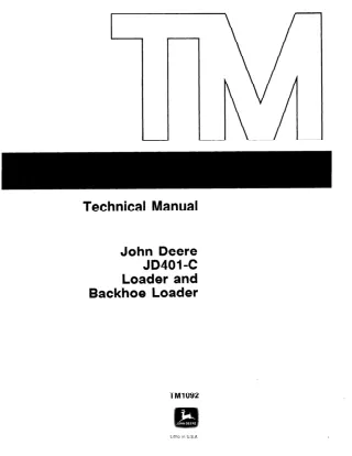 JOHN DEERE 401C (JD401C) LOADER AND BACKHOE LOADER Service Repair Manual (TM1092)