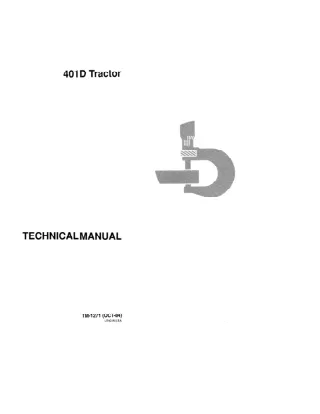 JOHN DEERE 401D Tractor Service Repair Manual (TM1271)