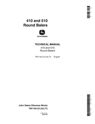 John Deere 410 Round Balers Service Repair Manual