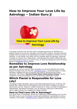 How to Improve Your Love Life by Astrology – Indian Guru ji