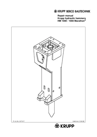 Krupp Hydraulic Hammers HM 1000  1000 Marathon Service Repair Manual