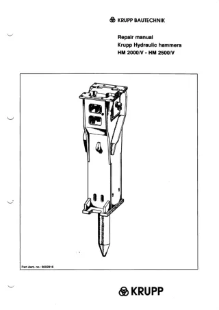 Krupp Hydraulic Hammers HM 2000V Service Repair Manual