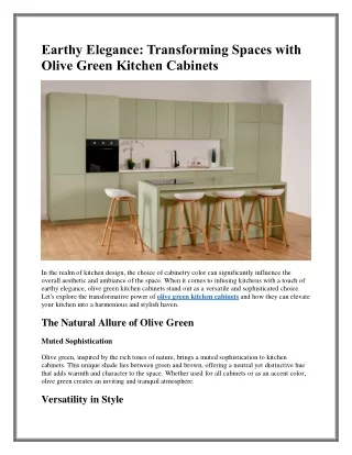 Earthy Elegance: Transforming Spaces with Olive Green Kitchen Cabinets