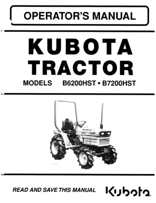 Kubota B6200HST Tractor Operator manual