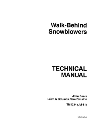 John Deere 726 Walk-Behind Snowblowers Service Repair Manual